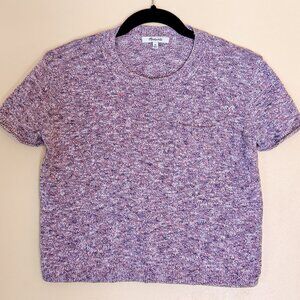 MADEWELL Pocket Tee Sweater Knit Cropped Top (XS) Marled Berry
